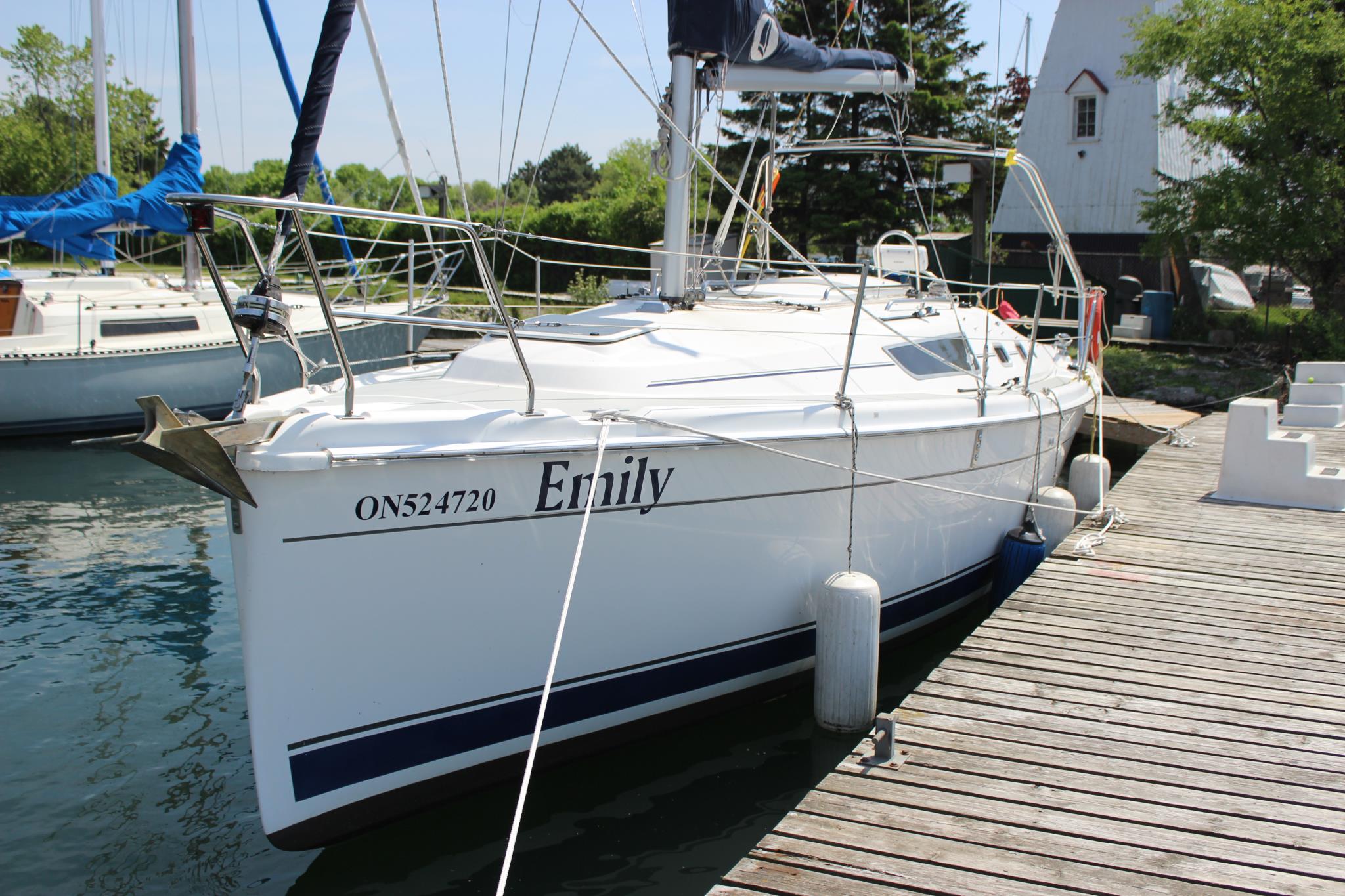 The sailing school's Hunter 31, Emily, tied up at the HBSC dock