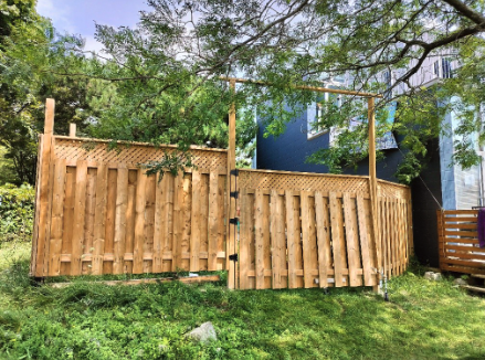 The fenced kayak and paddleboard storage area at HBSC